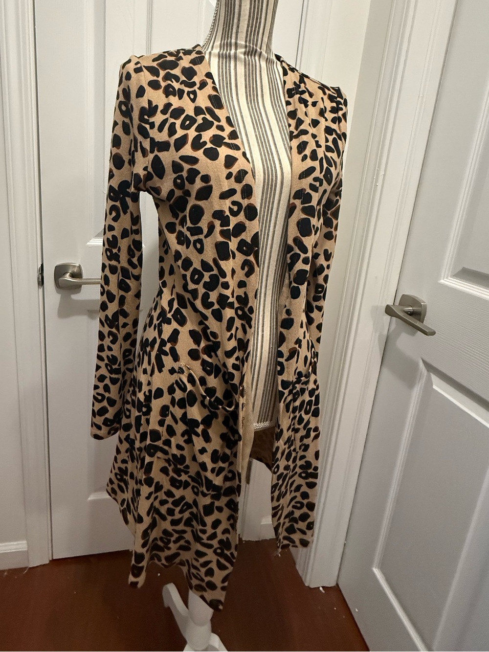 Leopard Print Long Sleeve Open Front Cardigan Grace and Lace Medium